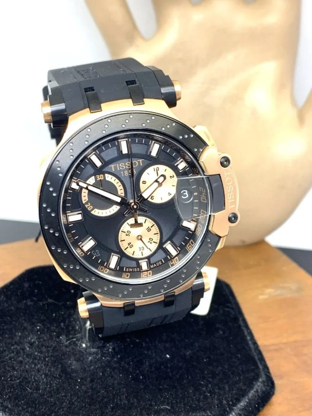 Tissot Mens Watch T-Race Chronograph Swiss Quartz Rose Gold Black T1154173705100